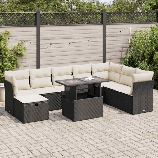 vidaXL Garden Sofa Set Black, Cream