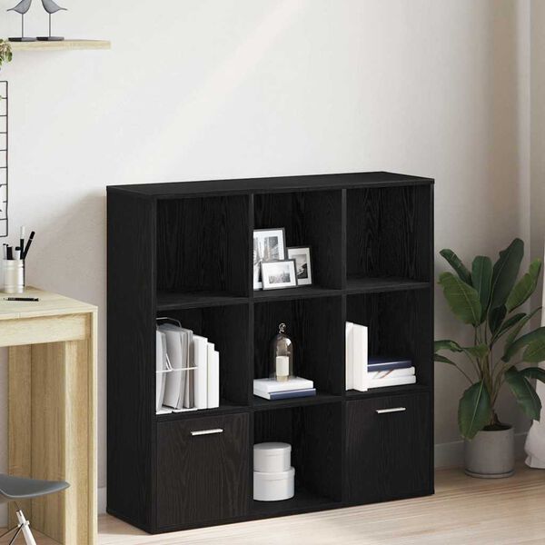vidaXL Book Cabinet Black Oak 38.6x11.4x38.4" Engineered Wood
