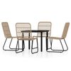 vidaXL Dining Set Oak and Black PE Rattan Medium Lightweight
