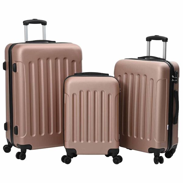 vidaXL Suitcase 3 pcs Rose Gold 19.69 x 12.20 x 30.71 in ABS Plastic
