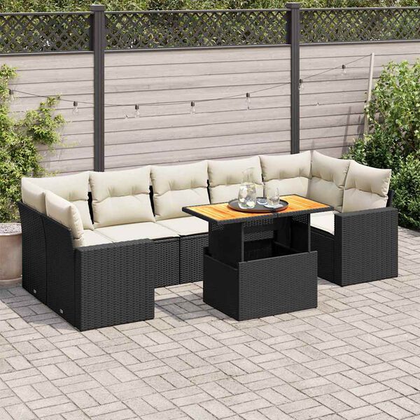 vidaXL Garden Sofa Set Black and Cream