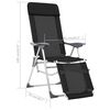 vidaXL Folding Camping Chairs 2 pcs with Footrest Black Aluminum