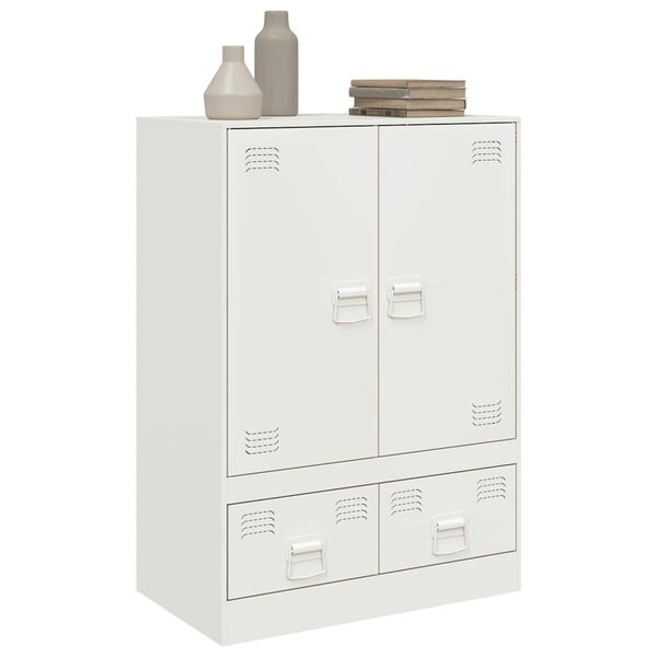 vidaXL Highboard White Cold-Rolled Steel Medium Cabinet Rectangular