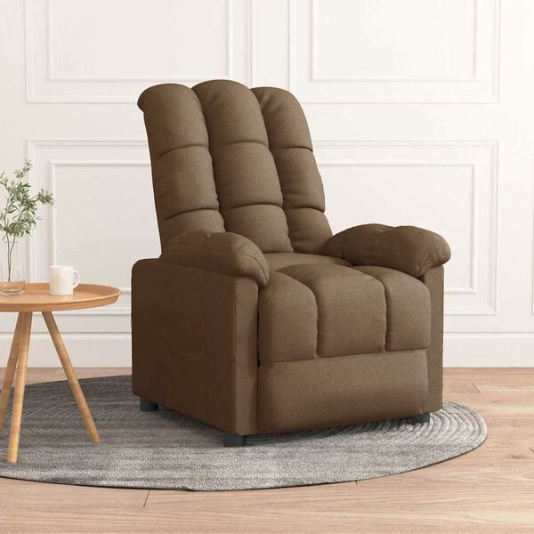 vidaXL Recliner Brown 100% polyester fabric, plywood, iron Standard