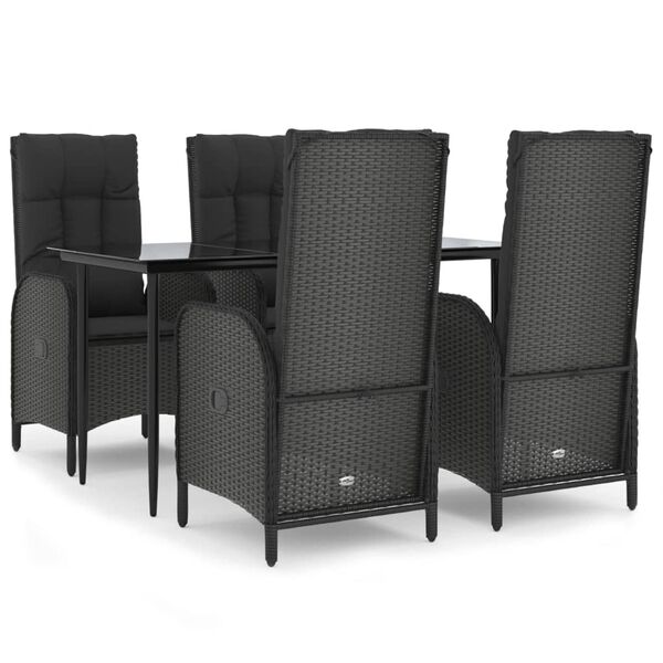 vidaXL Patio Dining Set Black