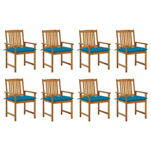 vidaXL Patio Chair Set of 8 Light Blue Solid Acacia wood Standard