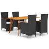 vidaXL 5 Piece Patio Dining Set Black
