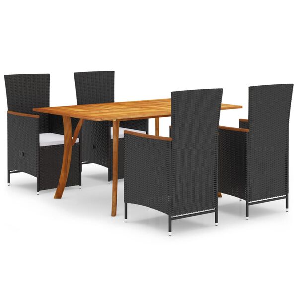 vidaXL 5 Piece Patio Dining Set Black