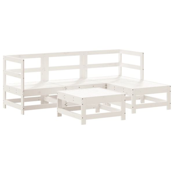 vidaXL Garden Lounge Set White Solid Pine Wood, Plywood Standard Modular