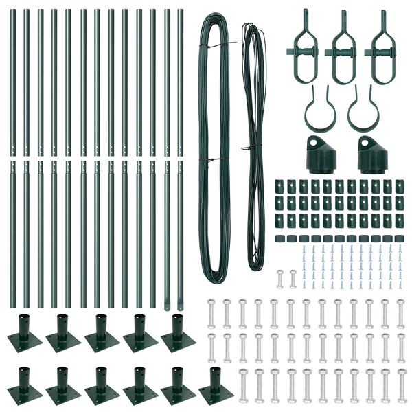 vidaXL Fence Posts Manual 13 pcs Green Ø32mm 130 cm Galvanized steel