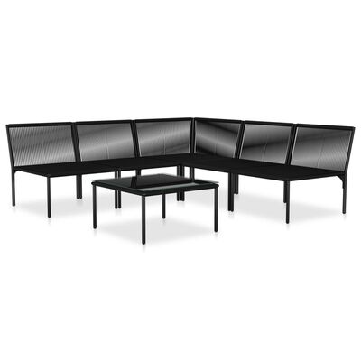 vidaXL 6 Piece Patio Lounge Set with Cushions Black PVC
