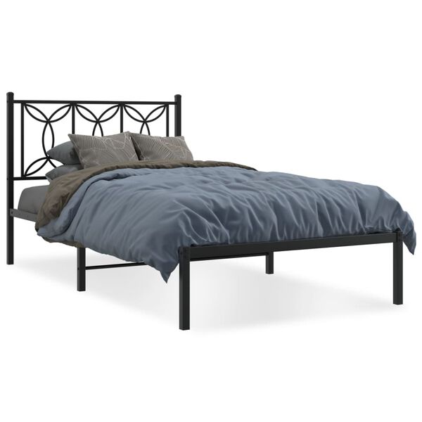 vidaXL Bed Frame Black Steel Twin Rectangular Modern Durable