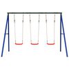 vidaXL Outdoor Swing Set Blue, Dark Green, Red Painted steel, Polyethylene