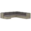 vidaXL Garden Lounge Set Grey PE rattan, powder-coated steel Large
