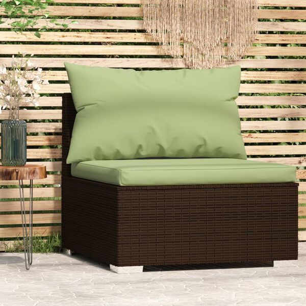 vidaXL Garden Middle Sofa Brown, Green