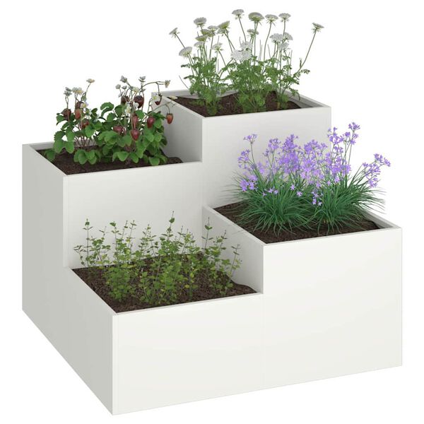 vidaXL Garden Planter White 100 x 100 x 60 cm Steel