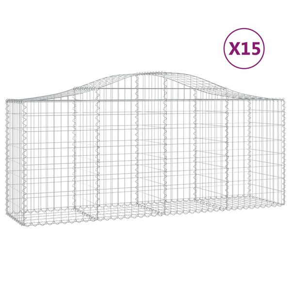 vidaXL Gabion Basket Set of 15 Silver Galvanized Iron