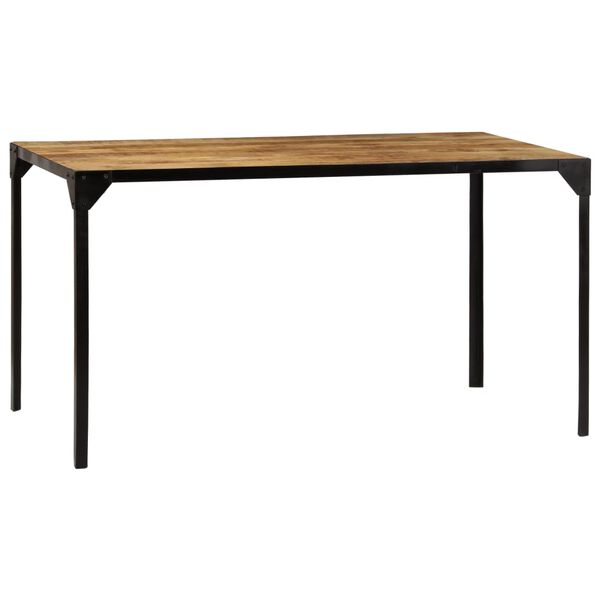 vidaXL Dining Table Brown, Black Solid mango wood, Powder-coated iron