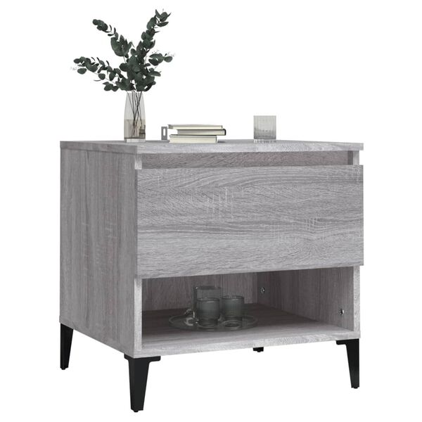 vidaXL Side Table Set of 2 Grey Sonoma Engineered wood, metal Medium