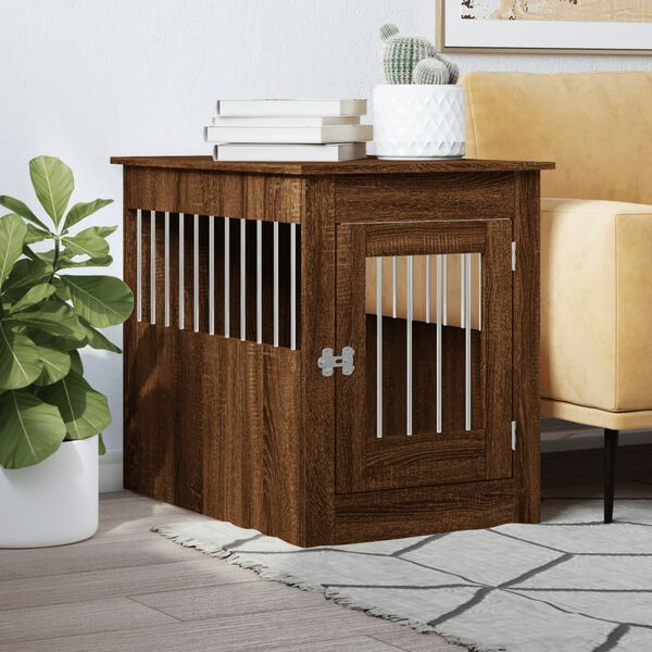 vidaXL Dog Crate Furniture Brown Oak Engineered wood, Steel Medium