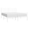 vidaXL Bed Frame White Powder-Coated Steel Double Bed Frame