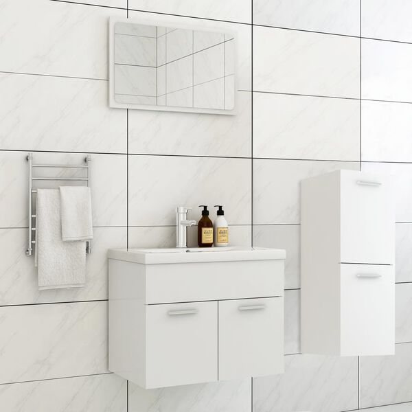 vidaXL Bathroom Furniture Set White Engineered wood, acrylic, ceramic