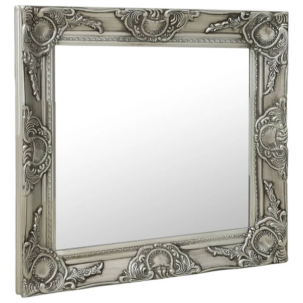 vidaXL Wall Mirror Silver Wood, glass, engineered wood 23.6 x 23.6 in