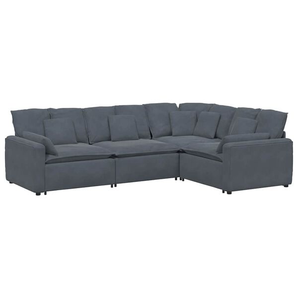 vidaXL Modular Sofa Dark Grey Velvet (100% Polyester), Foam, Metal