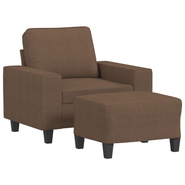 vidaXL Sofa Chair with Footstool Brown 23.6" Fabric