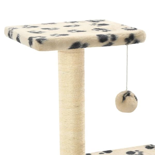 vidaXL Cat Tree Beige with black paw prints