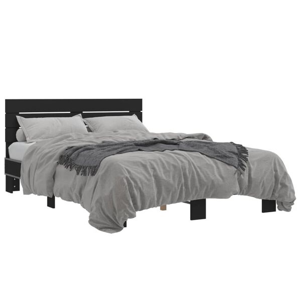 vidaXL Bed Frame Black Engineered wood, Metal Full Durable Bed Frame