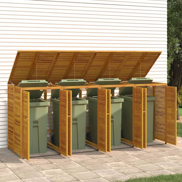 vidaXL Quadruple Garbage Bin Shed 110.2"x35"x46.1" Solid Wood Acacia