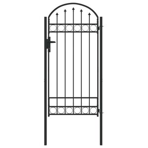 vidaXL Fence Gate with Arched Top Steel 39.4" x 78.7" Black