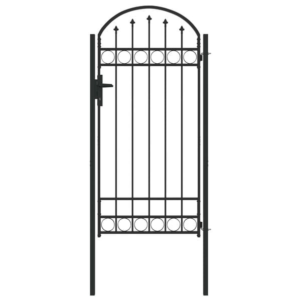 vidaXL Fence Gate with Arched Top Steel 39.4" x 78.7" Black