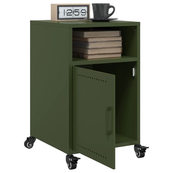 vidaXL Bedside Cabinet Set of 2 Olive Green Cold-Rolled Steel Medium