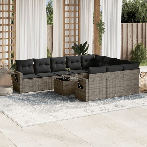vidaXL Garden Sofa Set Grey PE rattan Large Modular Garden Sofa Set