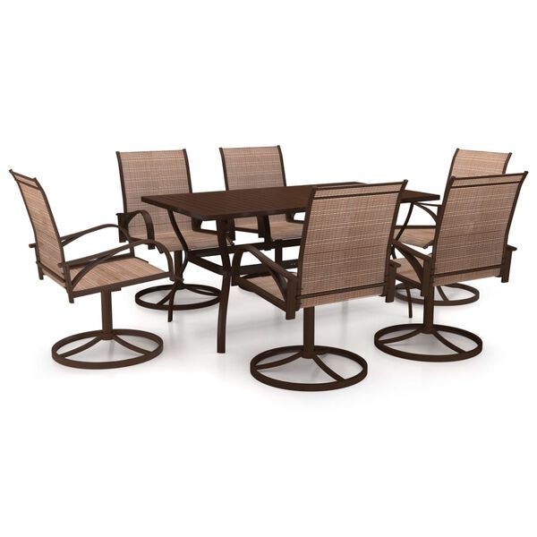 vidaXL Patio Dining Set Set of 6 Brown Textilene, Powder-Coated Steel