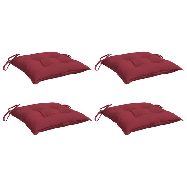vidaXL Chair Cushion Set of 4 Wine Red Oxford Fabric, PP Hollow Fiber