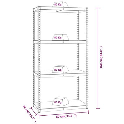 vidaXL 4-Layer Shelves 4 pcs Silver Steel&Engineered Wood