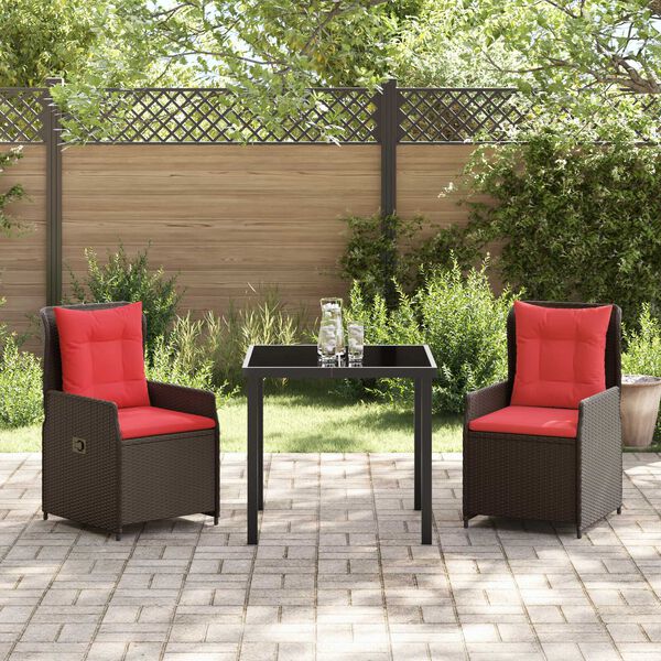 vidaXL Garden Dining Set 3 pcs Gray Poly rattan