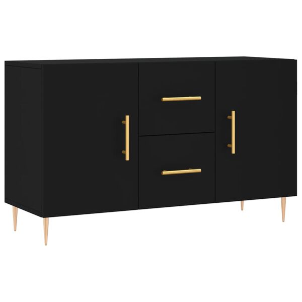 vidaXL Sideboard Black Engineered wood, Metal Medium Sideboard