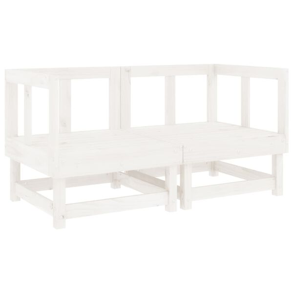 vidaXL Garden Corner Sofa White Solid pine wood Compact Modular