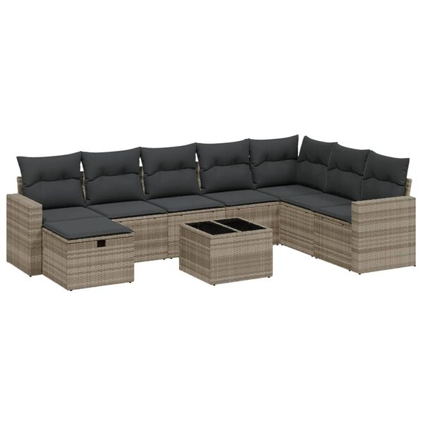 vidaXL Garden Sofa Set Light Grey, Transparent (Tabletop)