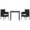 vidaXL Garden Dining Set with Cushion 7 pcs Black Poly Rattan