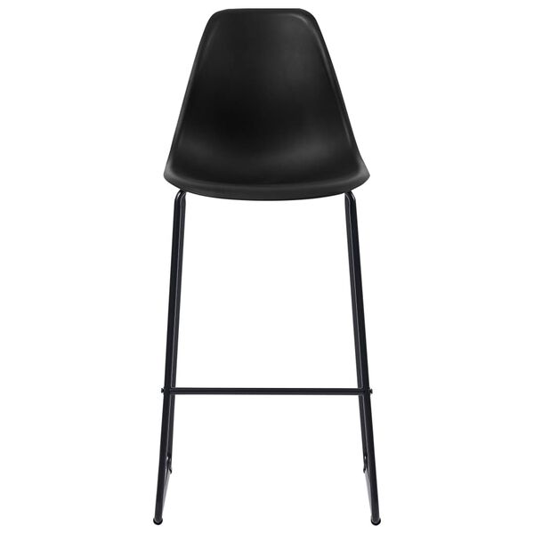 vidaXL Bar Chair Set of 4 Black Plastic seat, Powder-Coated Metal legs