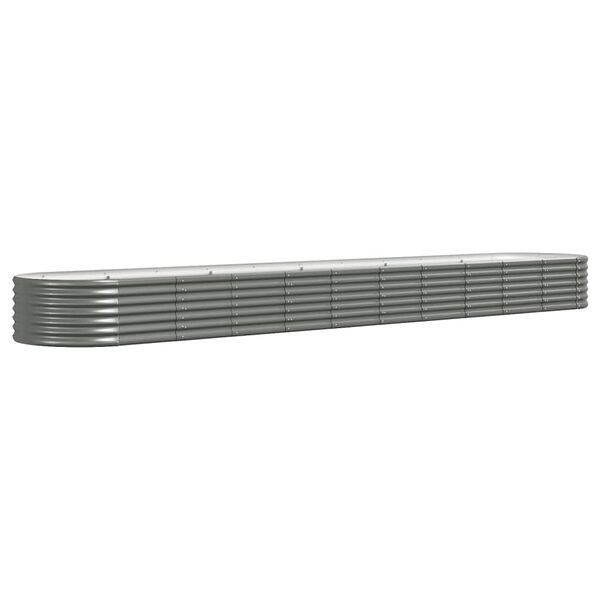 vidaXL Garden Raised Bed Grey Powder-Coated Steel Extra Long Durable