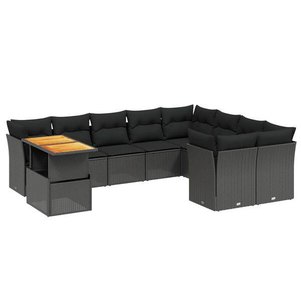 vidaXL Garden Sofa Set Black