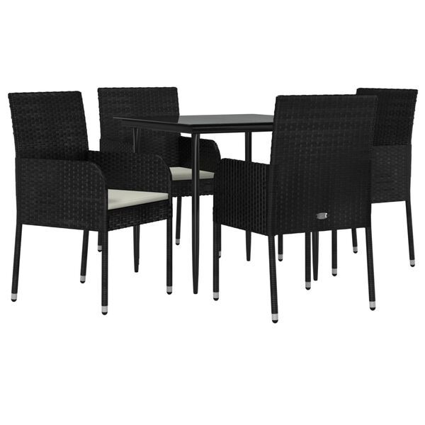 vidaXL Garden Dining Set Black and Cream white