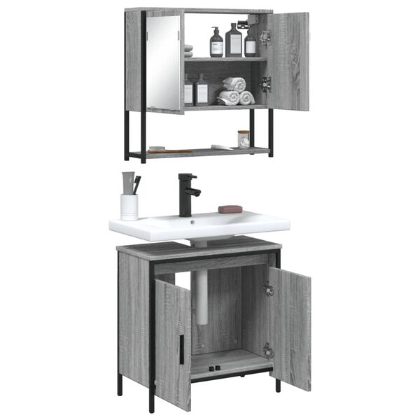 vidaXL Bathroom Furniture Set Grey sonoma