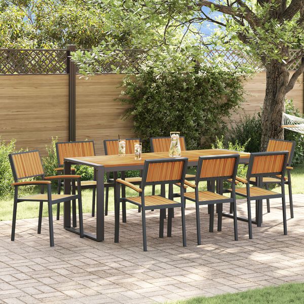 vidaXL Garden Dining Set 9 pcs Black and brown